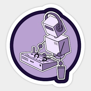 Robot Playing Drum Machine (pocket print size) Sticker